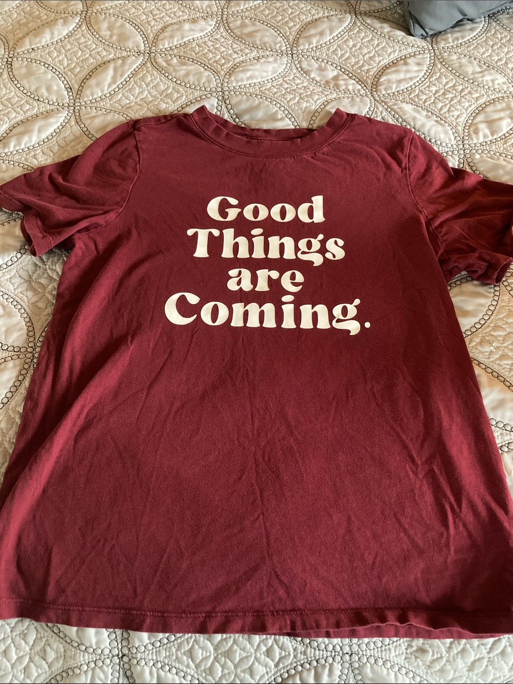 Ricki's Maroon Short Sleeve Tee with White Slogan